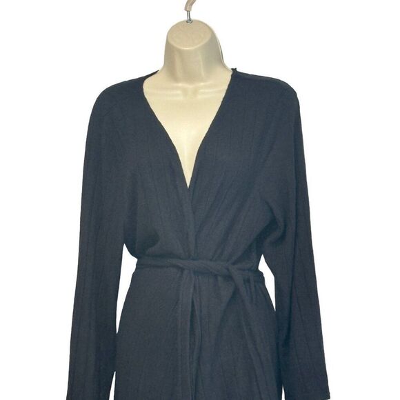 BP Women’s Knit Rib Robe In Black, - Picture 4 of 11